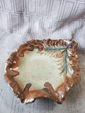 Signed Glazed Pottery Pinecone Trinket Dish
