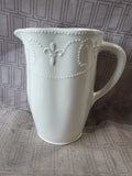 White Ceramic Fleur-de-lis Pitcher