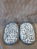 Pair of Temp-Tations by Tara Gray and White Damask Pocket Pot Holders