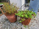 Pair of Plastic/Styrofoam Pots with Decorative Metal Plant Supports (B)
