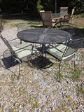 Pewter Tone 5/Piece Metal Outdoor Dining Set w/Green Cushions