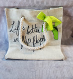 Burlap "Life's Better in Flip Flops" Beach Tote