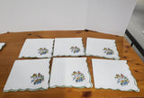 14 Piece White Embroidered Bird and Floral Motif Fabric Placemat and Napkin Set