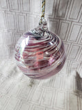 Hand Blown Purple and White Swirl Glass Ornament