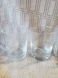 Set of 6 Etched Clear Glass Scottish Thistle Lowball Glasses