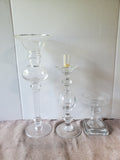 Lot of Clear Glass Candle Holders