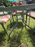 5-Piece Green Outdoor Dining Set w/Glass Top Table and Cushions