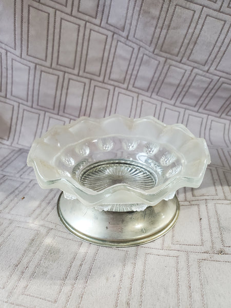 Silverplate and Clear Glass Bonbon Dish