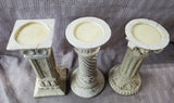 Set of 3 Resin Greco-Roman Style Column Pillar Candle Holders