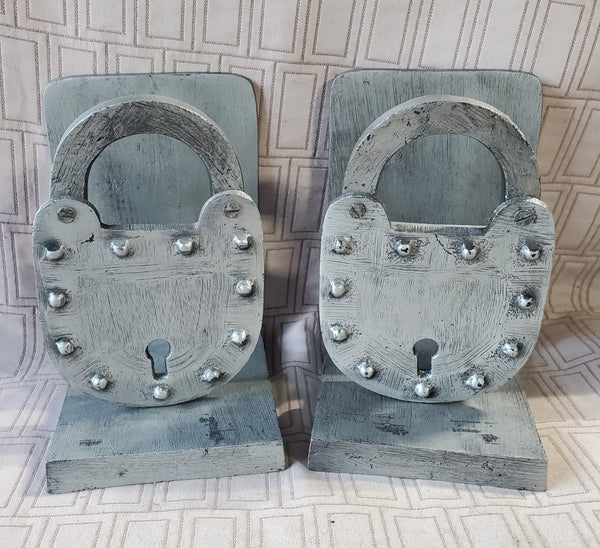 Pair of Metal Lock Bookends