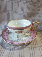 Pink Lusterware Teacup and Saucer Set