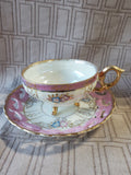 Pink Lusterware Teacup and Saucer Set