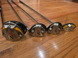 Men's TaylorMade R7 Woods (Driver, 3, 5) + Adams Idea Hybrid Club