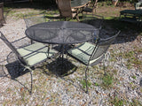 Pewter Tone 5/Piece Metal Outdoor Dining Set w/Green Cushions