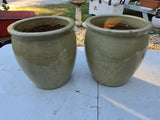 Pair or Glazed/Crackle Terracotta Planters