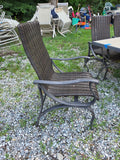 Hampton Bay Rectangular Bronze Tone Patio Table w/Six All-Weather Wicker Chairs and Green Striped Sunbrella Cushions
