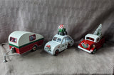 Lot of 3 Metal Christmas Car Figurines