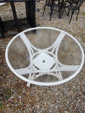 White Metal Outdoor Dining Table w/Glass Top