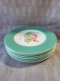 Lot of 6 Teal Rimmed Salad Plates
