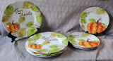 8 Piece Plastic Pumpkin Watercolor Dinner and Salad Plates
