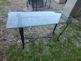 Console Table, Cast Iron Frame w/Beveled Glass Top