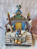 LED Village "Spooky Night Dancing Scene" Lighted Figurine WORKS (C)