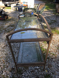 Brown Aluminum Outdoor Sideboard w/Glass Shelves