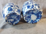 Pair of Blue and White Floral Ceramic Planters