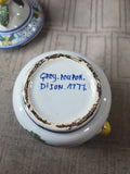 Hand Painted Ceramic Dijon Mustard Jar with Spreader