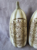 Pair of Resin Day of the Dead Sugar Skull Gourds