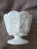 Milk Glass Paneled Grapevine Compote Dish
