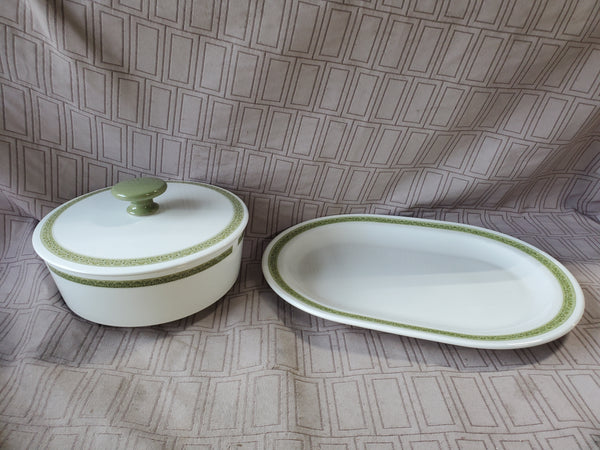 Centura by Corning "Lynwood Green" Casserole Dish and Serving Platter Set