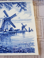 Vintage Delft Holland Blue and White Ceramic Tile