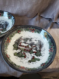 Set of 4 Royal Stafford Christmas Snowy Cabin Pasta Bowls
