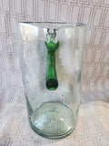 Hand Blown Clear and Green Glass Pitcher