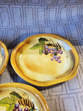 Set of 3 Clay Art Grape Hor D'oeuvre Plates