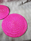 Lot of 3 Pink Woven Wine Bottle Coasters