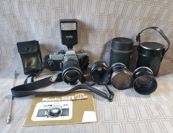 Minolta SRT 101 Camera with Accessories UNTESTED