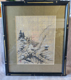 Asian Inspired Mountain Landscape Watercolor Print