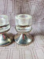 Pair of Silverplate and Glass Candlesticks