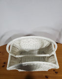 Vintage White Wicker Magazine Basket