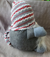 Stuffed Gnome with Posable Christmas Hat Doorstop