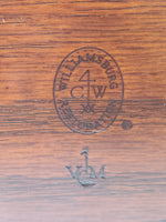 Virginia Metalcrafters Colonial Williamsburg Restoration Mahogany Wood Tea Box MISSING KEY