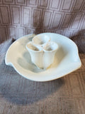Glazed White Pottery Flower Frog Vase