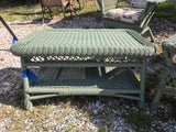 Green All Weather Wicker Chairs(2), Ottoman and Coffee Table