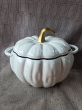 Cook's Essentials 3.5 Qt White Cast Iron Pumpkin Dutch Oven