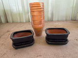 Small Glazed Terracotta and Terracotta Planter/Saucer Lot (6 sets)