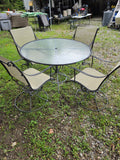 5-Piece Metal and Mesh Outdoor Dining Set w/Rocking Chairs