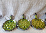 Set of 6 Green Glazed Ceramic Escargot Dishes