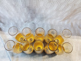 Set of 10 Clear Glass and Gold Toned Dipped Honeycomb Base Stemless Champagne Flutes